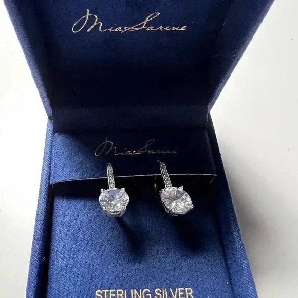 Mia Sarine Lever Back Sterling Silver Earrings New - Picture 4 of 5